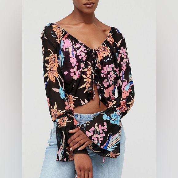 FREE PEOPLE WOMEN’S OF PARADISE TOP BLACK COMBO-SIZE X-SMALL - Picture 7 of 16